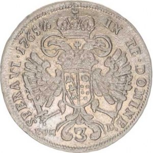 František Lotrinský (1745-1765), 3 kr. 1765 BE/EVM-D, posmrtná ražba(1770), mělká ražba