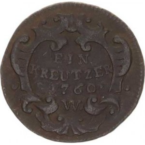 František Lotrinský (1745-1765), 1 kr. 1760 W, Vídeň - var.: tečka za značkou