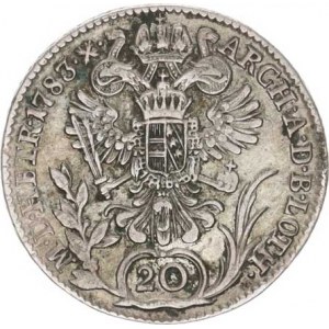 Josef II. (1780-1790), 20 kr. 1783 B, tém.