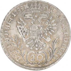 Josef II. (1780-1790), 20 kr. 1789 H RR, dr. just.