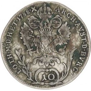 Josef II. (1780-1790), 10 kr. 1788 B, škr., ox. skvr.