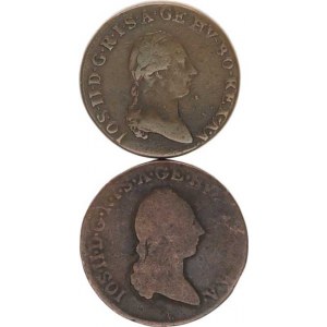 Josef II. (1780-1790), 1 kr. 1782 B - bez tečky za B; +1 kr. 1790 S 2 ks
