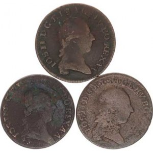 Josef II. (1780-1790), 1/4 kr. 1781 A, 1781 S, 1782 B 3 ks