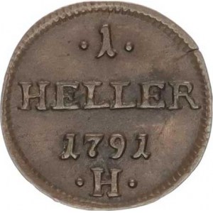 Leopold II. (1790-1792), 1 Heller 1791 H R, nep. hr.