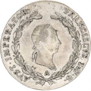 František I. (1792-1835), 20 kr. 1825 A, nep. just., zbytky patiny