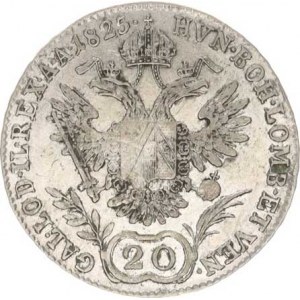 František I. (1792-1835), 20 kr. 1825 A, nep. just., zbytky patiny