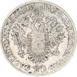 František I. (1792-1835), 20 kr. 1831 A - vlající stuhy, vlas. rysky, tém.