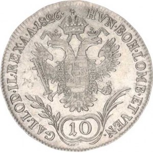 František I. (1792-1835), 10 kr. 1826 A R, nedor. vlasy