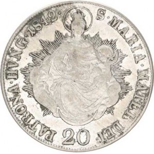 Ferdinand V. (1835-1848), 20 kr. 1842 B, zbytky pat., tém.