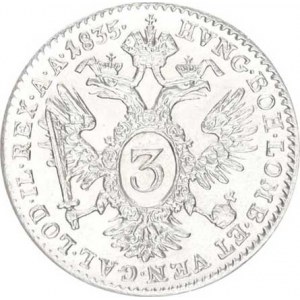 Ferdinand V. (1835-1848), 3 kr. 1835 A - FERDINANDVS R sbírkový