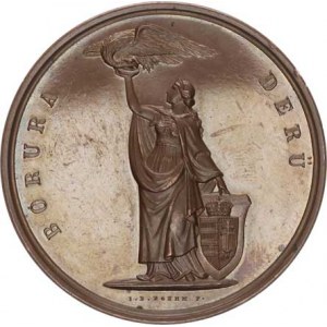 Medaile Rakousko - Uhersko, Uhry - BORURA DERÜ, stoj. bohyně, ve zvednuté pravé ruce drží nis