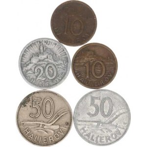 Slovensko (1939-1945), 10 hal. 1939, 1942; +20 hal. 1943; +50 hal. 1941, 1943 5 ks
