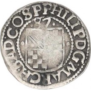 Baden, Philipp II. (1569-1588), 1/2 Batzen 1587 - s tit. Rudolfa II. Sa 1590/772, nedor.