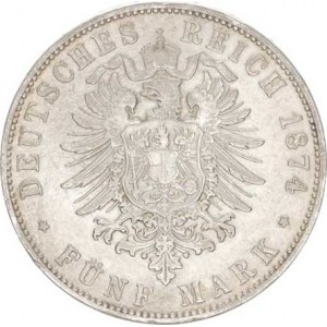 Bavorsko, Ludwig II. (1864-1886), 5 Mark 1874 D KM 502