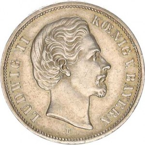 Bavorsko, Ludwig II. (1864-1886), 5 Mark 1875 D KM 502, nep. rys.