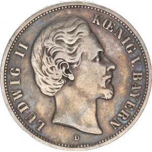 Bavorsko, Ludwig II. (1864-1886), 5 Mark 1876 D KM 502, tém.