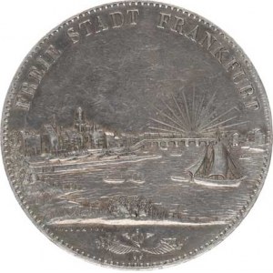 Frankfurt, 2 Tolar = 3 1/2 Gulden 1841, pohled na přístav KM 326 R