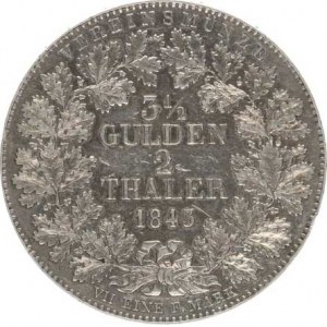 Frankfurt, 2 Tolar = 3 1/2 Gulden 1843, pohled na přístav KM 326 R