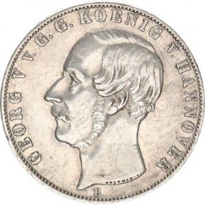 Hannover, Georg V. (1851-1866), 2 Tolar spolkový 1855 B KM 229 (37,169 g), nep. hr., rys.