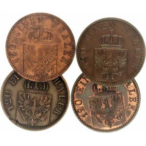 Prusko, Wilhelm I. (1861-1888), 3 Pfennig 1868 A, 1871 A, 1872 A, 1873 A 4 ks