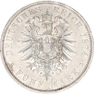 Prusko, Wilhelm I. (1861-1888), 5 Mark 1874 A KM 503,1, škr. v Av.
