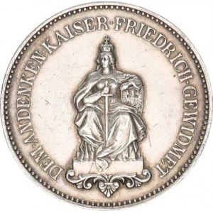 Prusko, Friedrich III.(1888), Medaile k úmrtní 15.6. 1888, Hlava císaře vpravo, data naroz. a ú