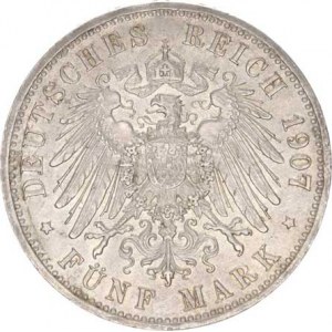 Prusko, Wilhelm II. (1888-1918), 5 Mark 1907 A KM 523