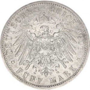 Prusko, Wilhelm II. (1888-1918), 5 Mark 1907 A KM 523, n.rys.
