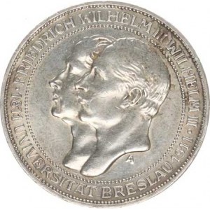Prusko, Wilhelm II. (1888-1918), 3 Mark 1911 A - Univerzita Breslau Y. 131 16,695 g