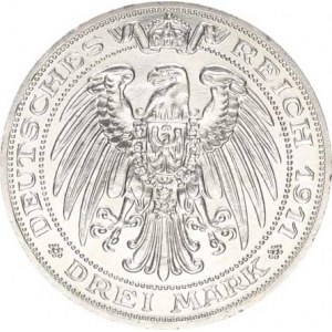 Prusko, Wilhelm II. (1888-1918), 3 Mark 1911 A - Univerzita Breslau Y. 131 (16,706 g)