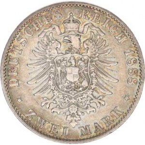 Prusko, Wilhelm II. (1888-1918), 2 Mark 1888 A KM 511 RR (120-600 USD)