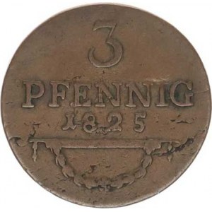 Sasko-Coburg-Saalfeld, Ernst I.(1806-1826), 3 Pfennig 1825 KM 133.2