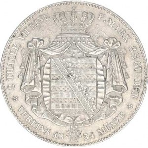 Sasko, Friedrich August II. (1836-1854), 2 Tolar spolkový 1854 F Cr. 238a 36,963 g, rys.