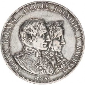 Sasko, Johann (1854-1873), 2 Tolar 1872 B - Zlatá svatba KM 279a (37,029 g), patina