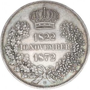 Sasko, Johann (1854-1873), 2 Tolar 1872 B - Zlatá svatba KM 279a (37,029 g), patina