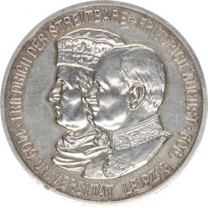 Sasko, Friedrich August III. (1904-1918), 5 Mark 1909 - Univerzita Lipsko KM 1269 27,634 g