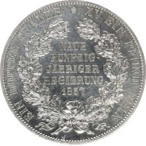 Schaumburg - Lippe, Georg Wilhelm (1787-1860), 2 Tolar 1857 B - 50. výročí vlády R KM 38 37,077 g