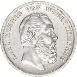Württemberg, Karl I. (1864-1891), 5 Mark 1876 F Y. 216