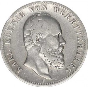 Württemberg, Karl I. (1864-1891), 2 Mark 1877 F Y. 215 R, tém.