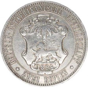 Německá východní Afrika, 2 Rupie 1894 KM 5 RRR (23,311 g), rys.
