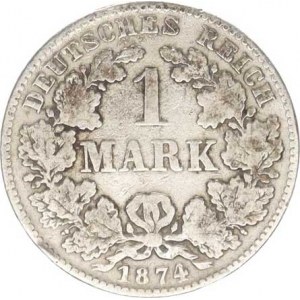 Německo, drobné ražby císařství, 1 Mark 1874 E, hr.