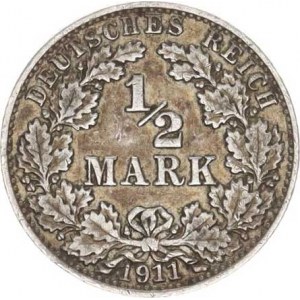 Německo, drobné ražby císařství, 1/2 Mark 1911 A, tém.
