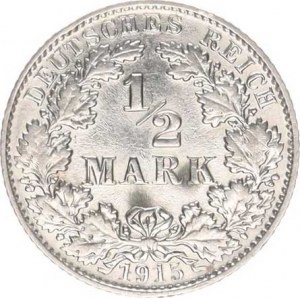 Německo, drobné ražby císařství, 1/2 Mark 1915 A, E, F 3 ks