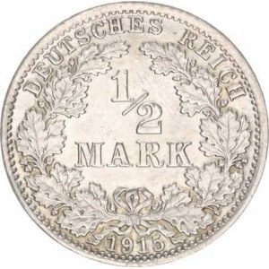 Německo, drobné ražby císařství, 1/2 Mark 1915 A