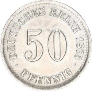 Německo, drobné ražby císařství, 50 Pfennig 1875 D sbírkový stav !