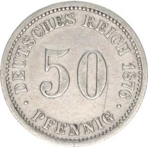 Německo, drobné ražby císařství, 50 Pfennig 1876 B, rys.