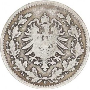 Německo, drobné ražby císařství, 50 Pfennig 1877 D R, škr.
