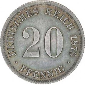 Německo, drobné ražby císařství, 20 Pfennig 1876 D