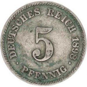 Německo, drobné ražby císařství, 5 Pfennig 1899 E
