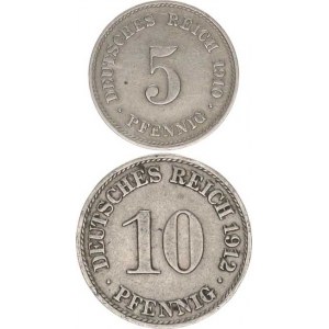 Německo, drobné ražby císařství, 5 Pfennig 1910 E; +10 Pfennig 1912 A 2 ks